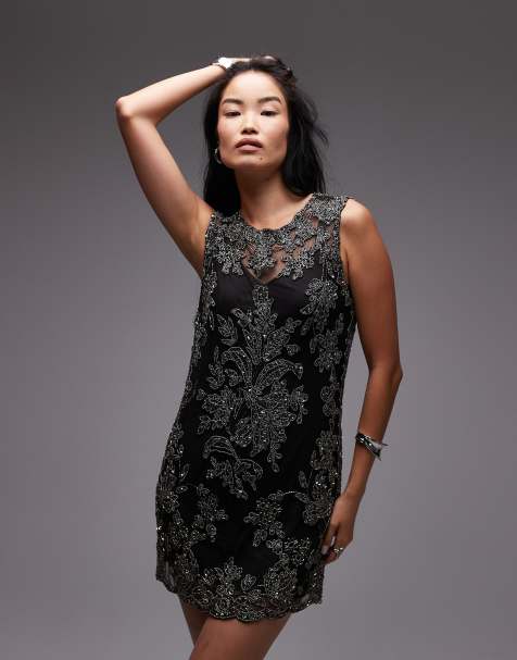 AllSaints – Inaya – Zdobiona czarna sukienka - view 1