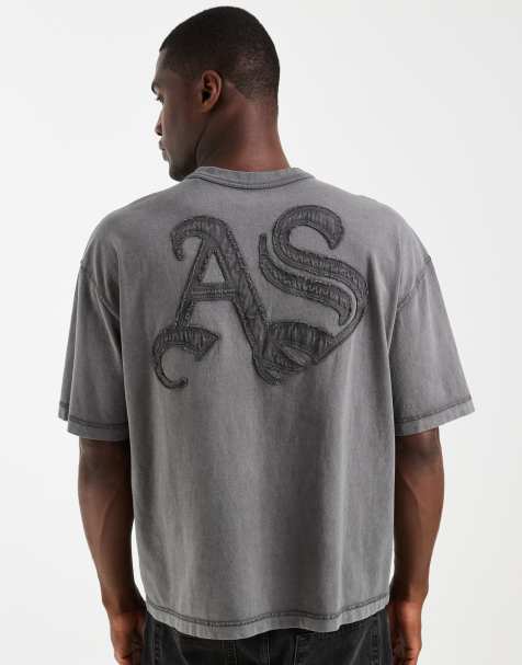AllSaints - Insigna - Koksgrå T-shirt med broderet stort logo - view 1