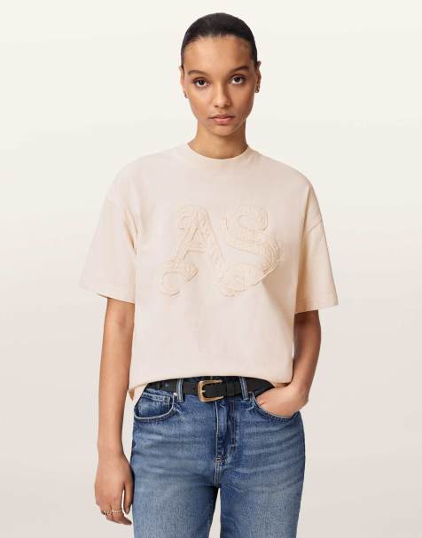 AllSaints – Insignia Etta – T-Shirt in Kristallrosa - view 1