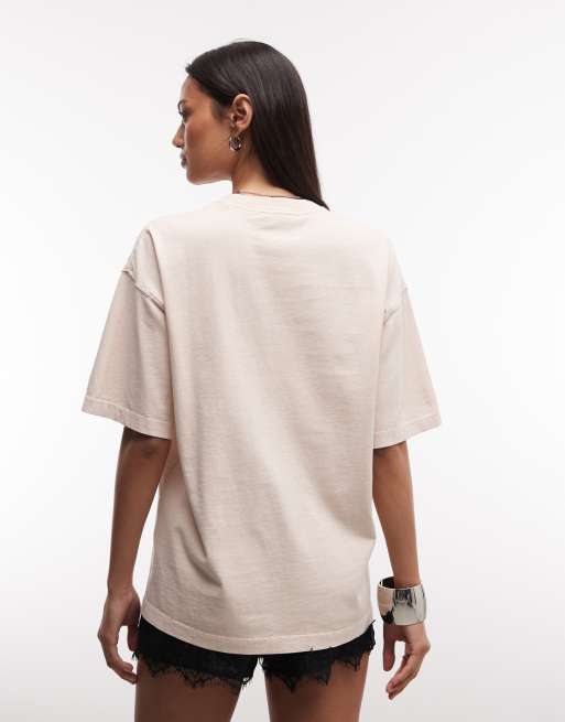 AllSaints – Insignia Etta – T-Shirt in verwaschenem Rosa mit Logo in Used-Optik, 3 von 4