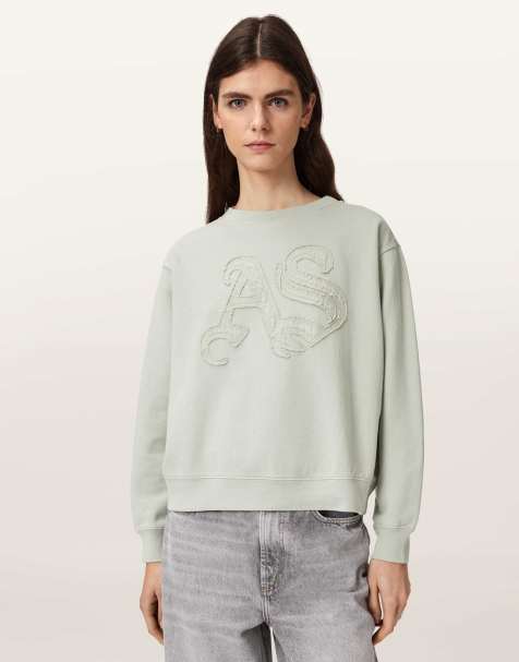 AllSaints – Insignia Pippa – Sweatshirt in Meergrün - view 1