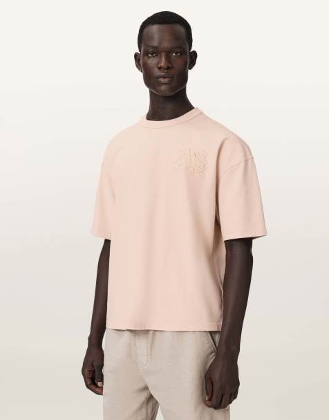AllSaints - Insignia - T-shirt met ronde hals en korte mouwen in kristalroze - view 1