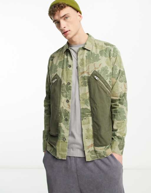 AllSaints Insignia utility shirt in khaki | ASOS