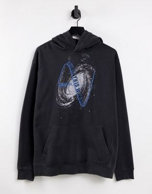 AllSaints intergalaktic overhead hoodie in black