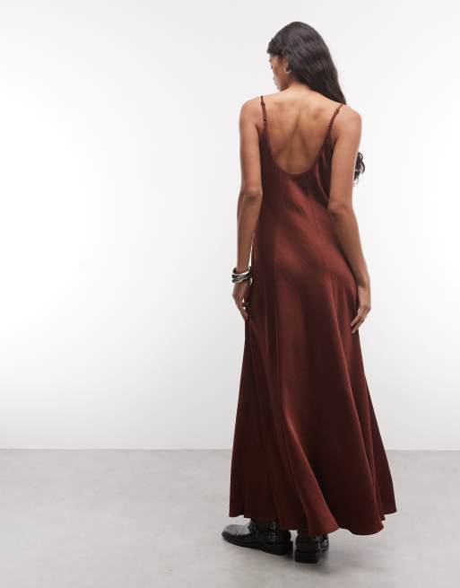 AllSaints Irina Midikleid mit Riemchen in Rostbraun, 4 von 4