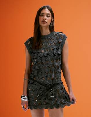 irisa mini dress grey Issey Pleated Mini Dress