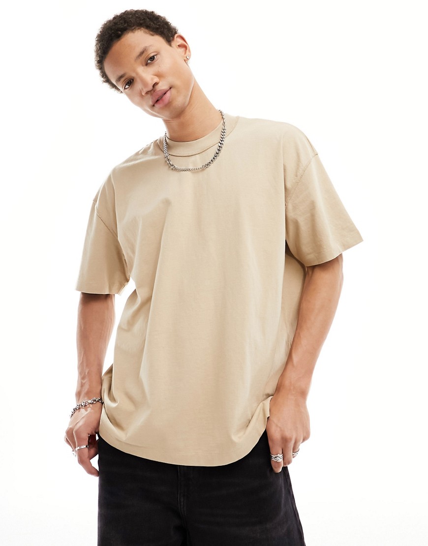 AllSaints Isac oversized t-shirt in toffee taupe-Neutral