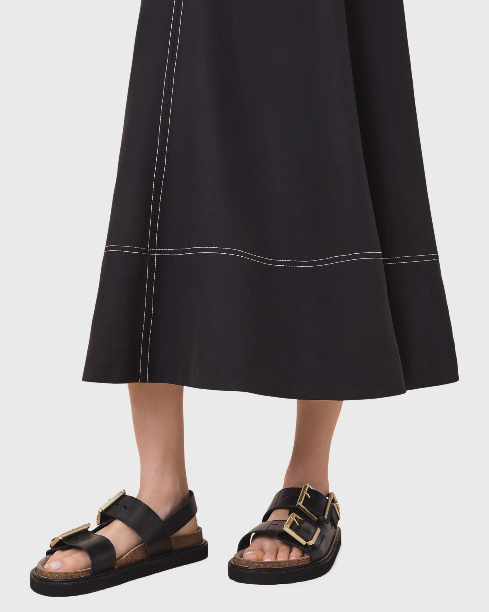 allsaints isla leather sandals in black