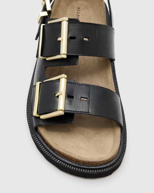 AllSaints Isla leather sandals in black, 2 of 4