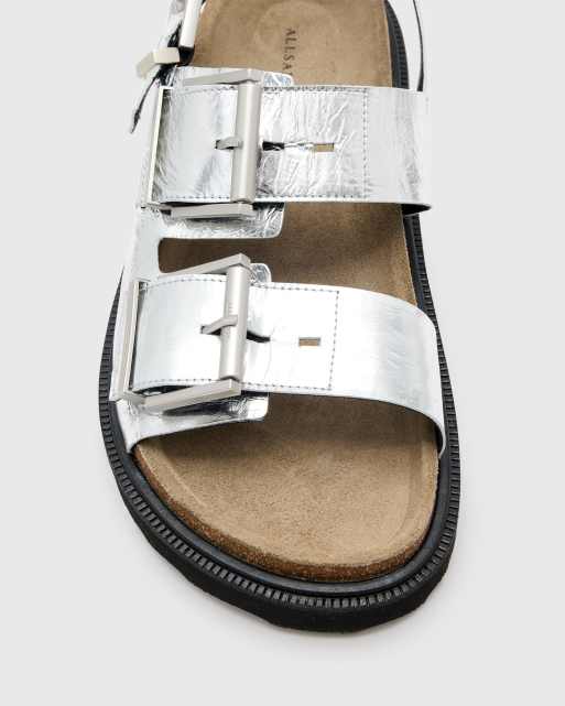 Allsaints Isla leather sandals in silver, 3 of 4