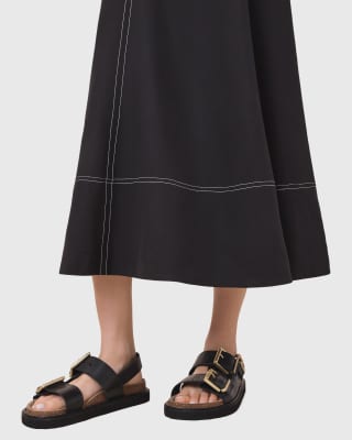 AllSaints - Isla - Ledersandalen in Schwarz
