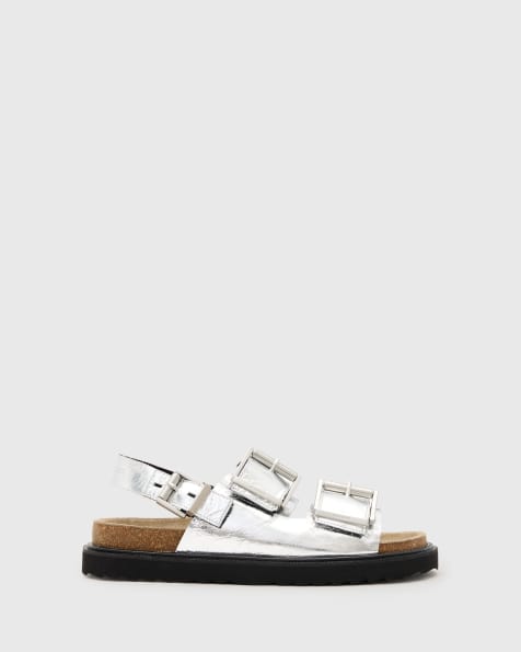 AllSaints - Isla - Sandali in pelle color argento - view 1
