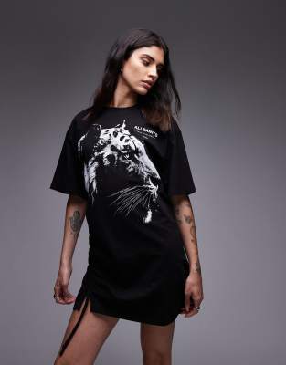 Allsaints Organic Cotton Ivana Naiema T-shirt Dress In Black