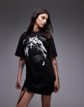[AllSaints] AllSaints Ivana tiger t-shirt dress in black 14 BLACK