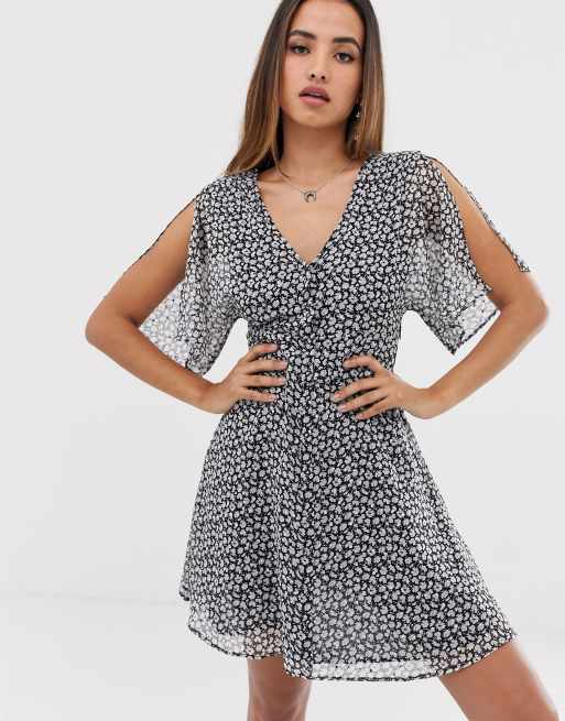 AllSaints ivey scatter mini dress with tie waist | ASOS