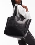 [AllSaints] AllSaints Izzy leather logo tote in black One Size BLACK