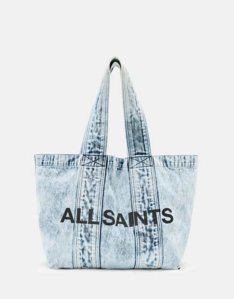 AllSaints - Izzy - Lyseblå afbleget totebag med logo i denim - view 1