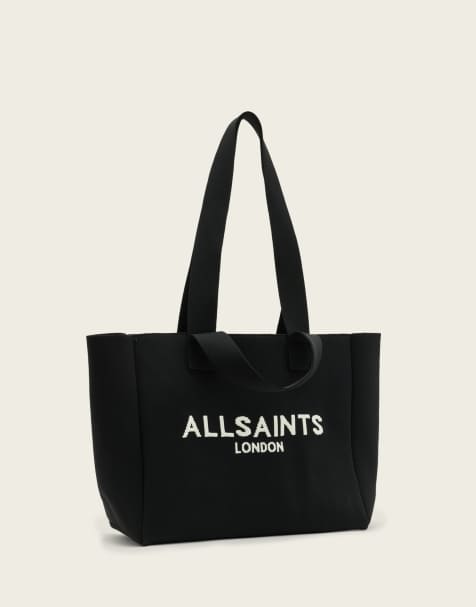 AllSaints Izzy medium logo tote bag in black - view 1