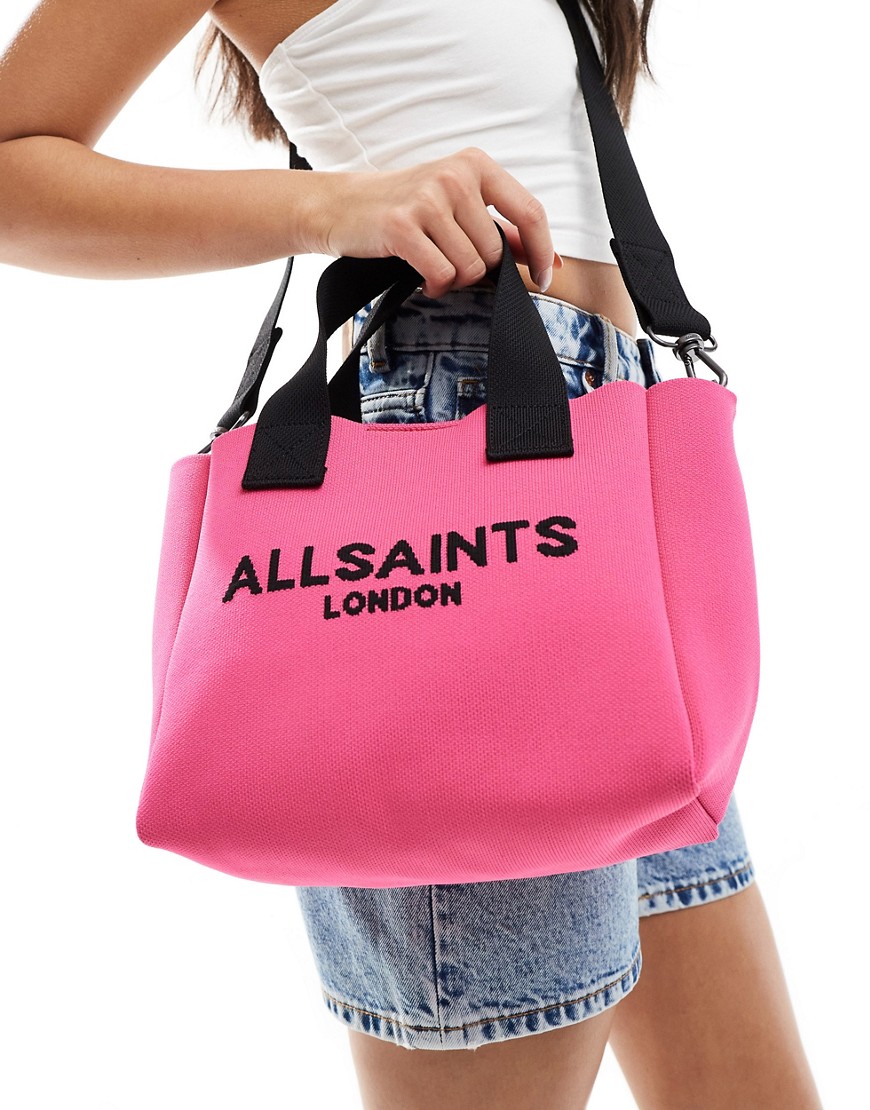 AllSaints Izzy mini tote bag in hot pink