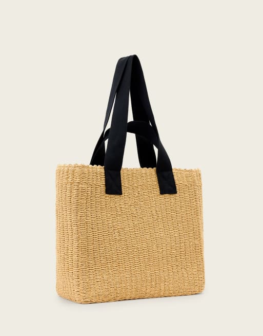 AllSaints – Izzy – Tragetasche aus Bast in Natur, 2 von 4