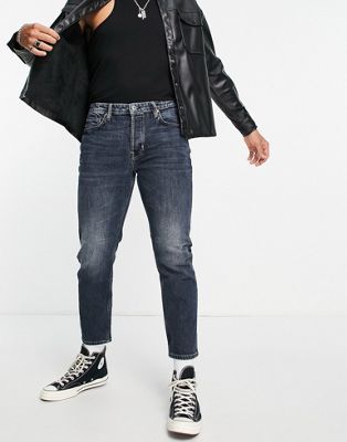 Allsaints jack cropped jeans in mid wash