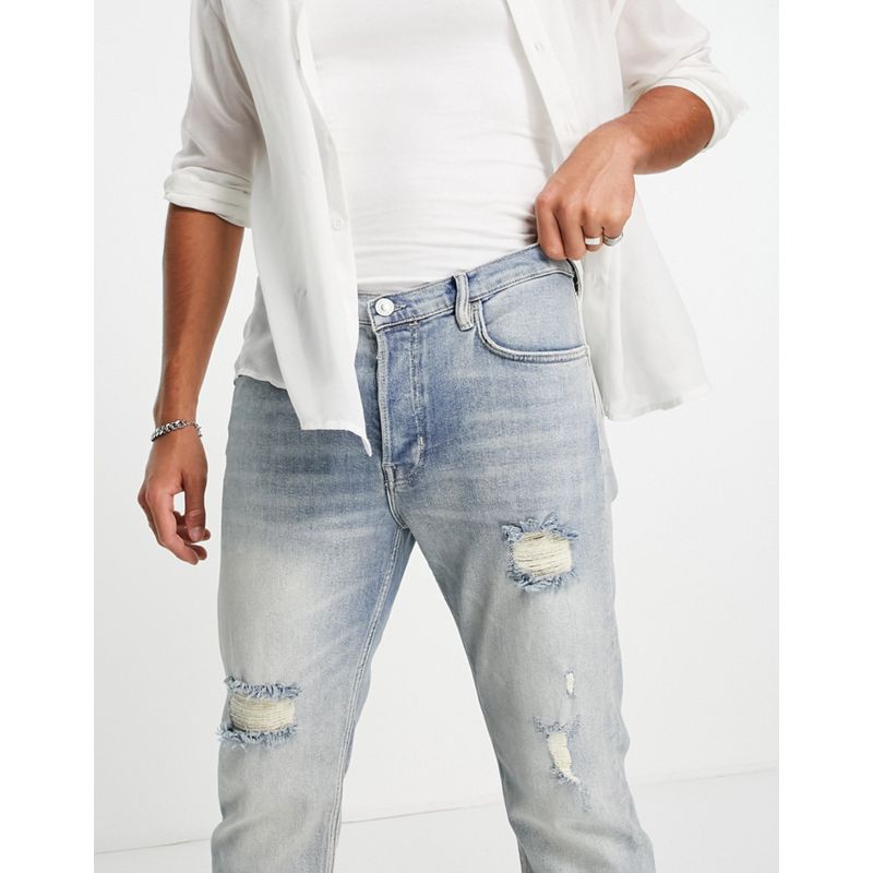 Jeans Jeans slim AllSaints - Jack - Jeans cropped invecchiati lavaggio chiaro 