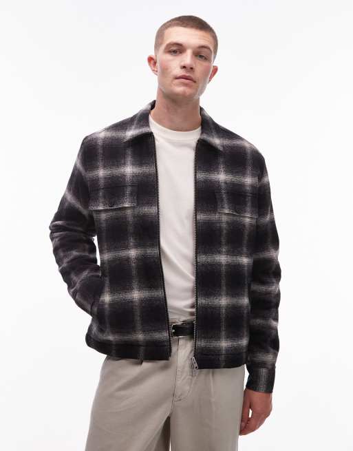 AllSaints – Jacke aus Sherpa-Fleece in Schwarz mit durchgehendem Reißverschluss 