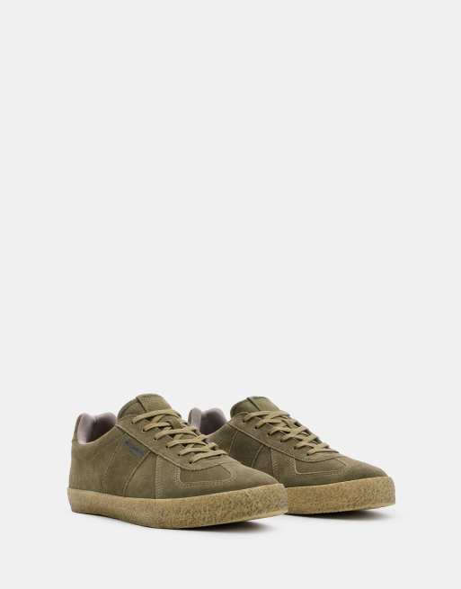 AllSaints - Jaimee - Baskets basses en daim - Vert kaki/gomme
