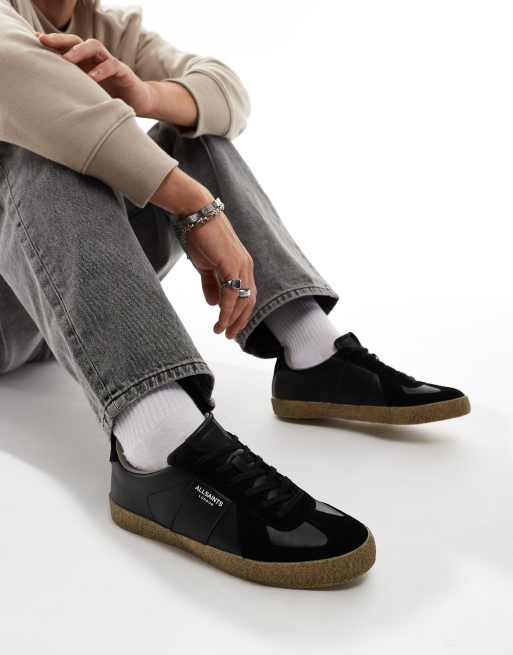 AllSaints – Jaimee – Svarta sneakers i läder med låga skaft