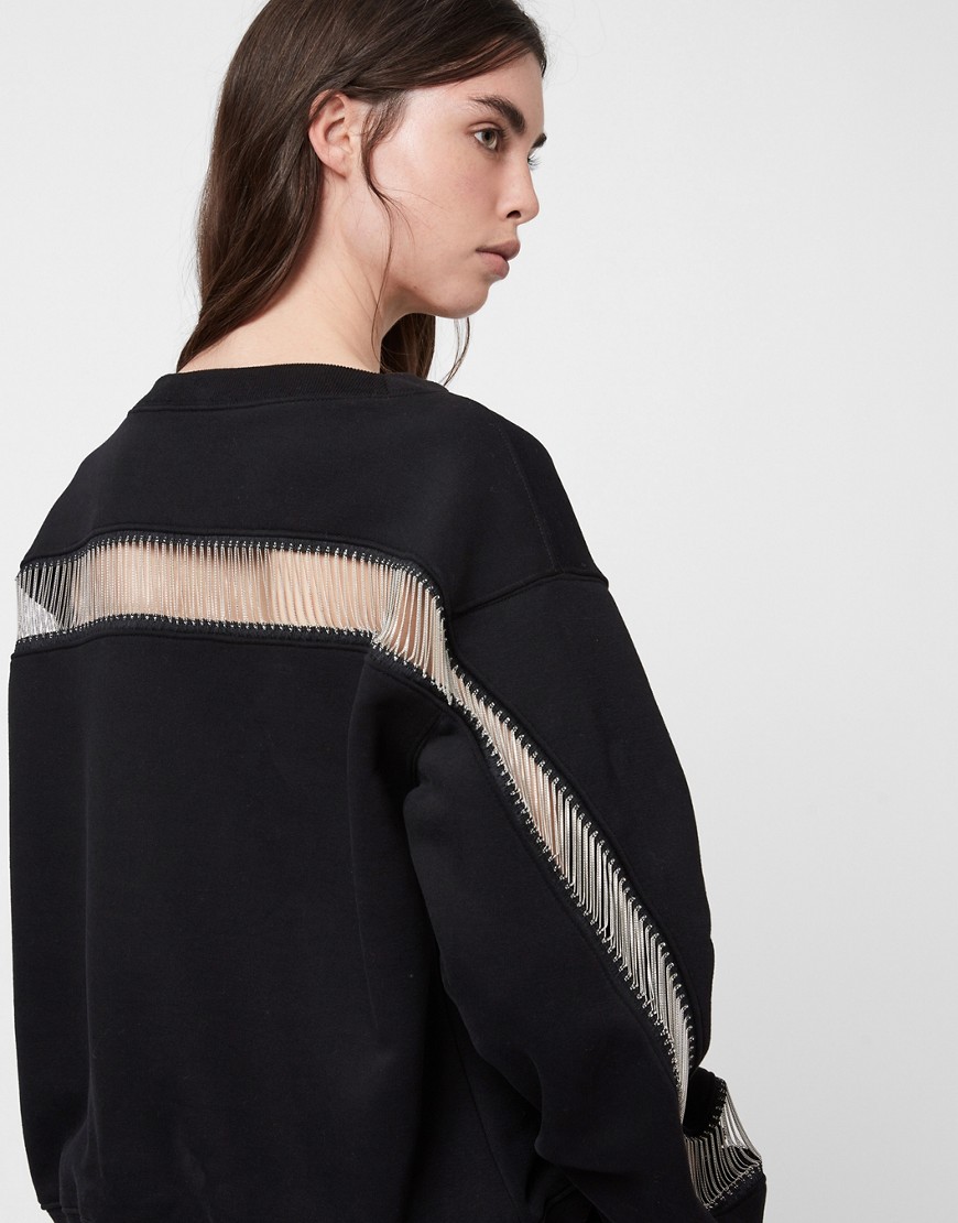 AllSaints - Jaine - Sweatshirt met doorschijnend paneel in zwart