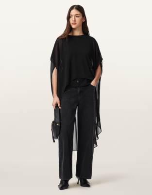 AllSaints - Jamie - Transparentes Oberteil in Schwarz