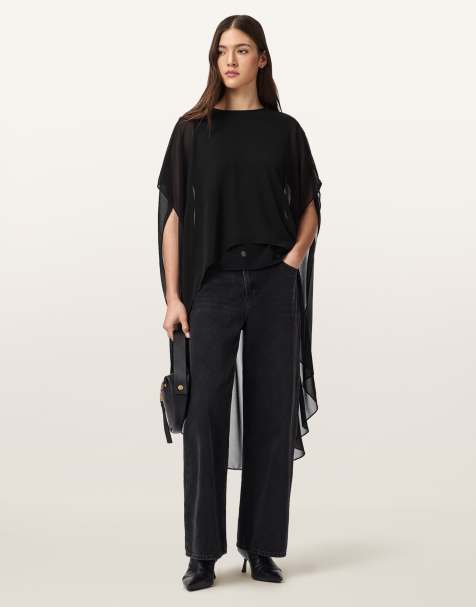 AllSaints – Jamie – Transparentes Oberteil in Schwarz - view 1