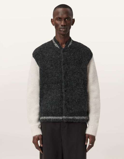 AllSaints – Jaque – Strickjacke in Aschenschwarz