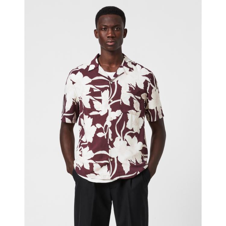 AllSaints Jardin short sleeve shirt in oxblood