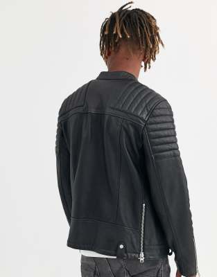 AllSaints Jasper leather biker jacket in black ASOS