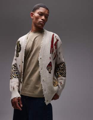 AllSaints Allsaints Jay cardigan unisex in ecru white - CREAM