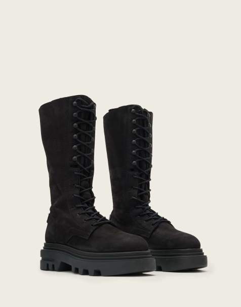 AllSaints – Jay – Stiefel in verwaschenem Schwarz - view 1