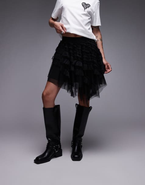 AllSaints Jayde tulle mini skirt in black