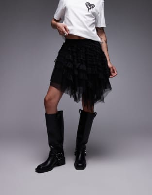 AllSaints AllSaints Jayde tulle mini skirt in black