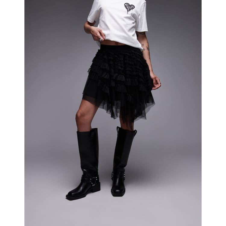 AllSaints Jayde tulle mini skirt in black | ASOS