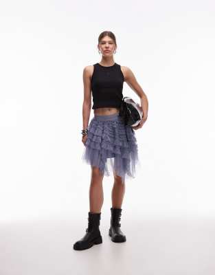 Allsaints Jayde Tulle Mini Skirt In Blue