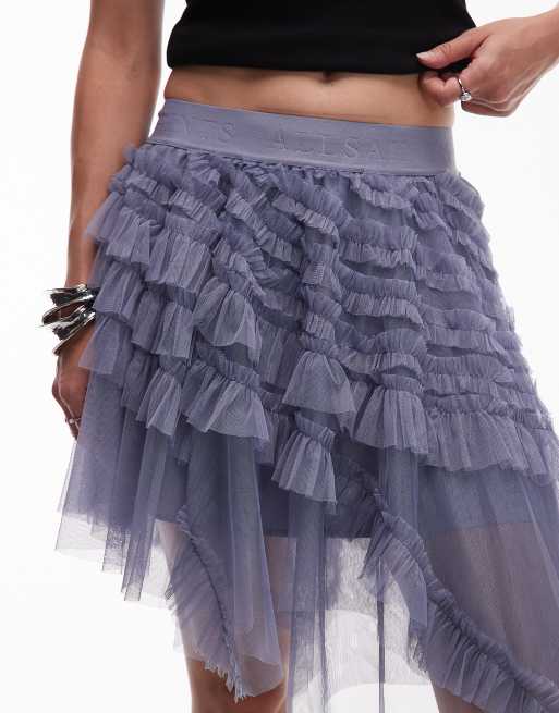 AllSaints Jayde tulle mini skirt in blue | ASOS