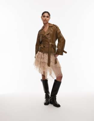 AllSaints Jayde tulle mini skirt in blush-Pink