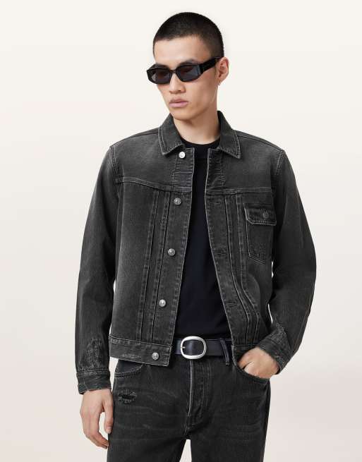 AllSaints – Jayger – Jacke in verwaschenem Schwarz