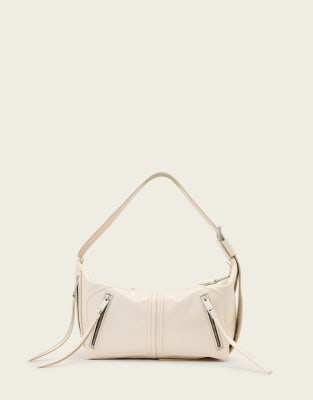 AllSaints Jean Rey leather shoulder bag in off white