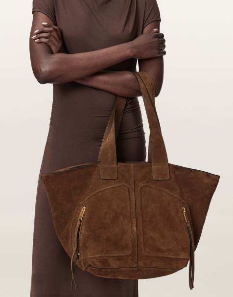 AllSaints – Jean Rey – Tragetasche aus Wildleder in Zuckerbraun - view 1