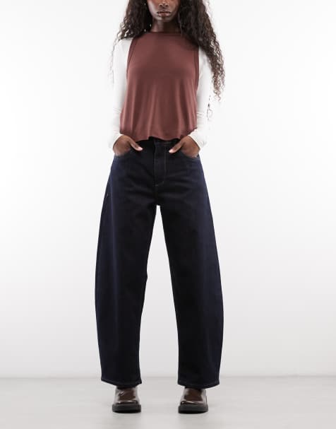 AllSaints jeans in denim a gamba bombata lavaggio scuro blu - view 1