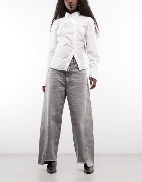 AllSaints jeans in denim a gamba larga grigio slavato - view 1