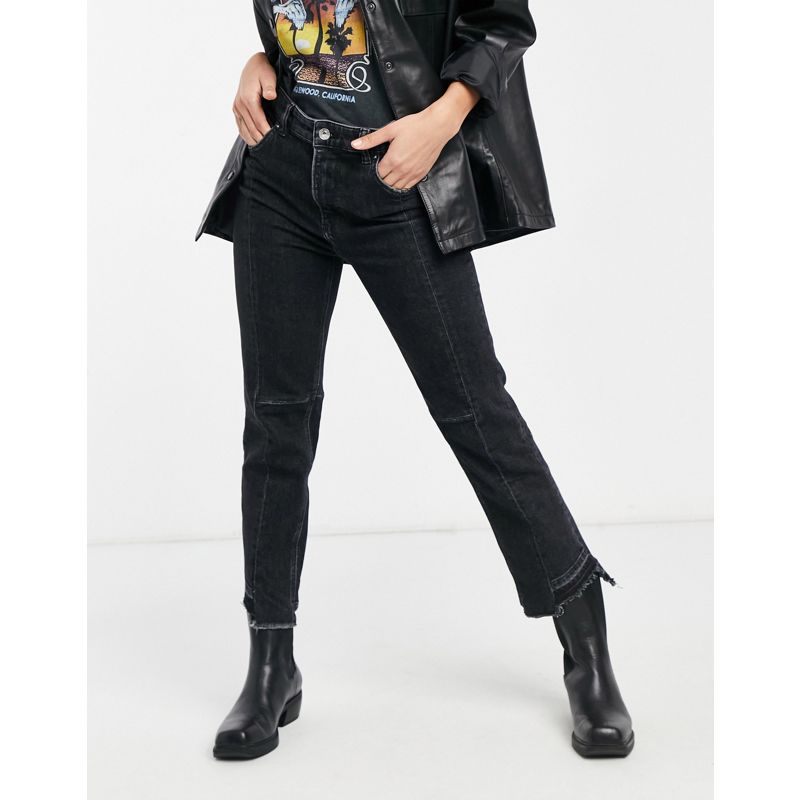 Donna hFe7d AllSaints - Jeans neri bicolori con fondo destrutturato