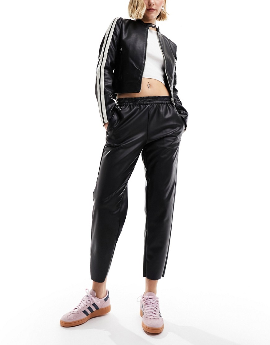 AllSaints Jen faux leather elasticated joggers in black